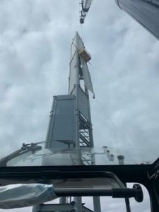 cell tower work with crane